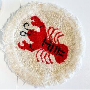 VINTAGE Hand Hooked Woven Lobster Pot Holder - Nova Scotia
